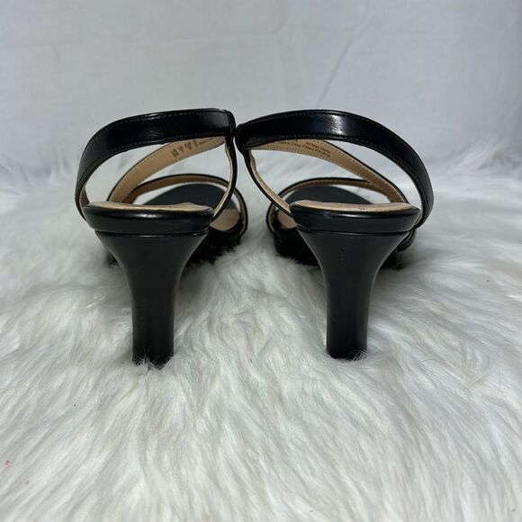 Naturalizer Brenta Black Faux Leather Strappy Heels Sz 6 - Picture 4 of 7